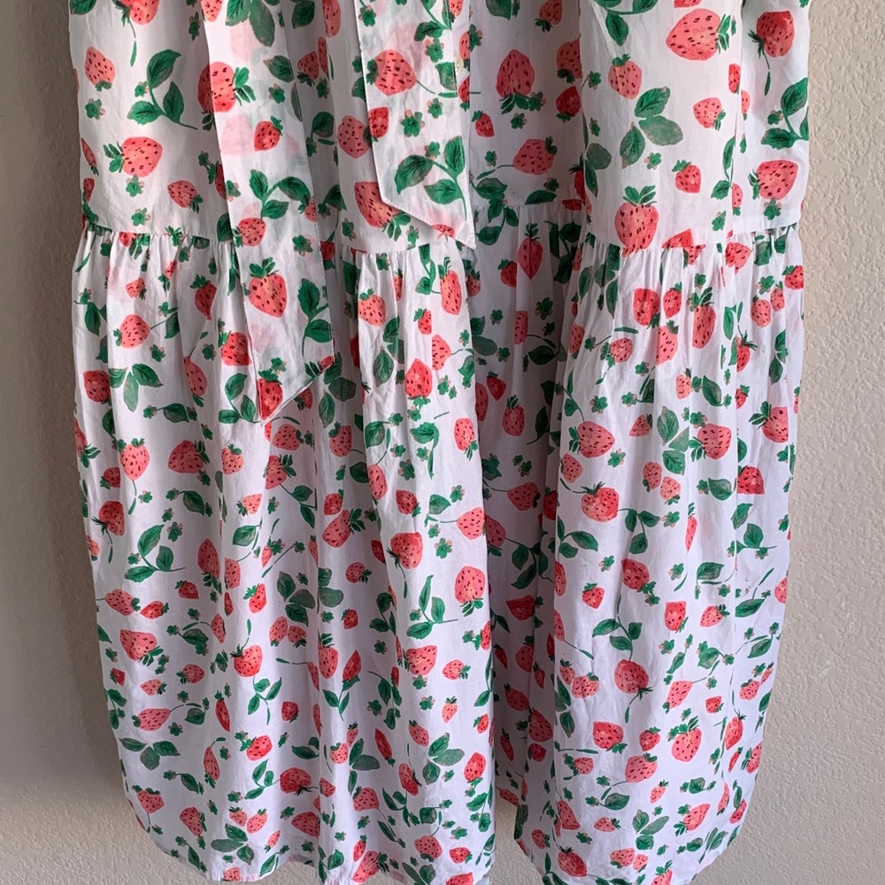 EUC J. Crew White Midi Dress with Strawberry Print - Picture 4 of 6